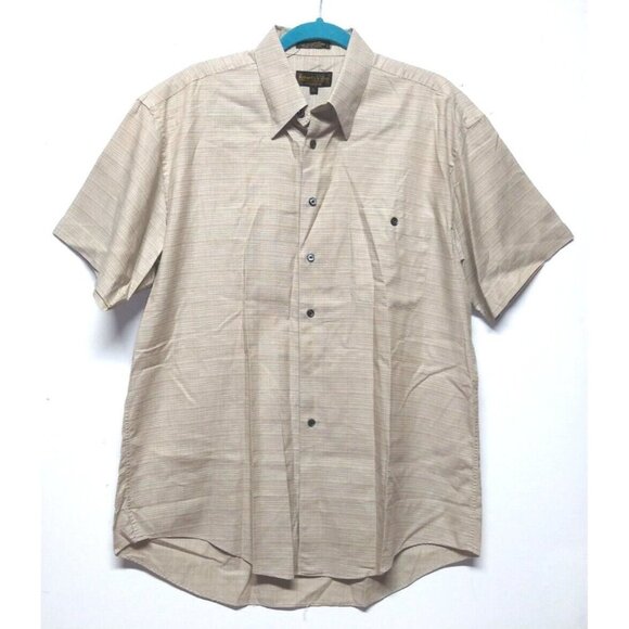 NWOT Men's shirt short sleeve Sz L beige 100% Cotton button up Roberto Villini - Picture 3 of 11